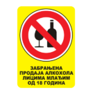 Nalepnica zabranjena prodaja alkohola licima mlađim od 18g A7